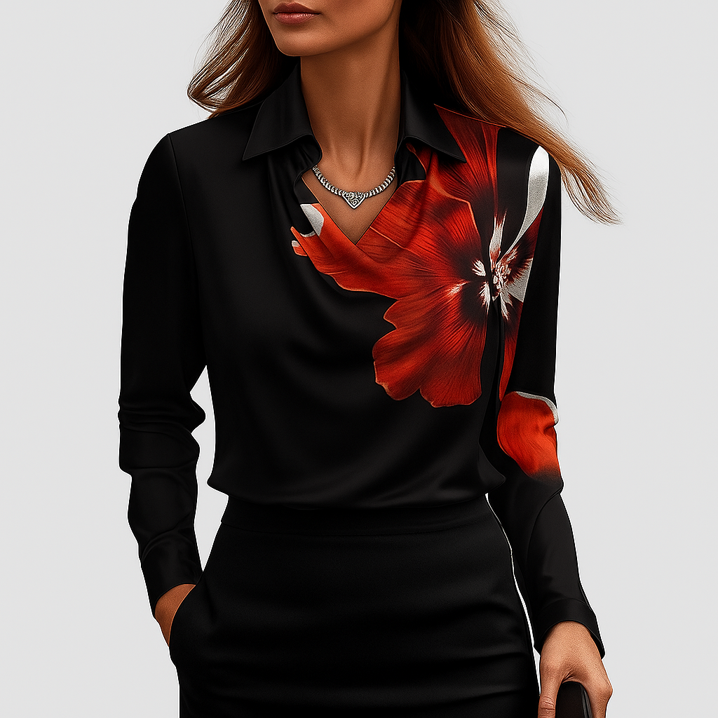 The Satin Drape Neck Blouse