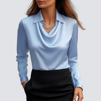 The Satin Drape Neck Blouse
