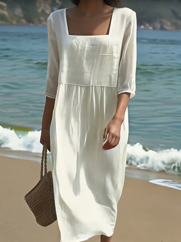 Kylie | Linen look Midi Dress